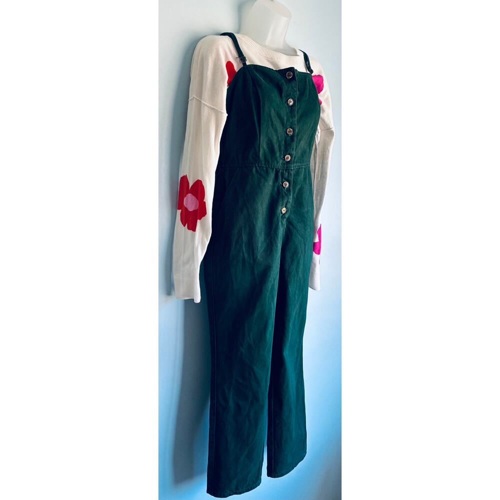 ASOS Denim Overalls Green Women's 10 Button Up Effortless Chic Classic - Picture 3 of 7